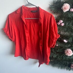Cable & Gauge Vibrant Red Button-Down Shirt - XXS